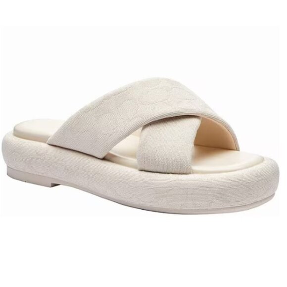 NIB COACH Penelope Signature C Logo Canvas Platform Slide Sandals -VARIOUS - Picture 1 of 8